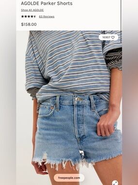 Agolde Light Blue Denim Cutoff Shorts